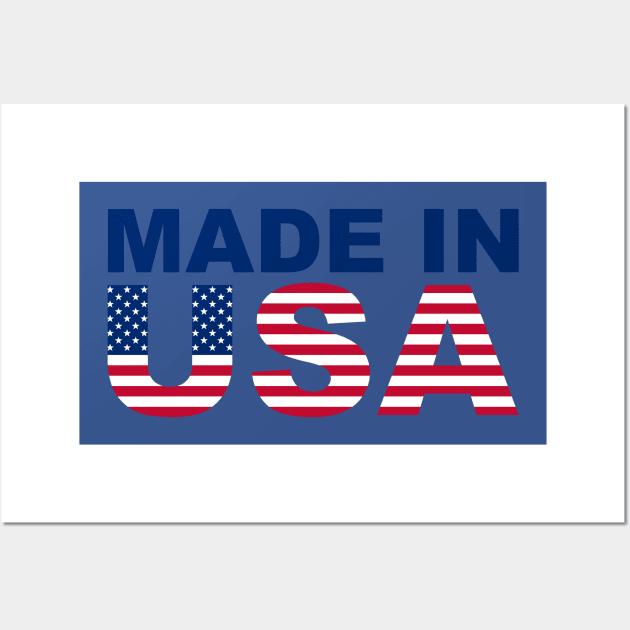 Made in USA text with USA flag Wall Art by RandomSorcery